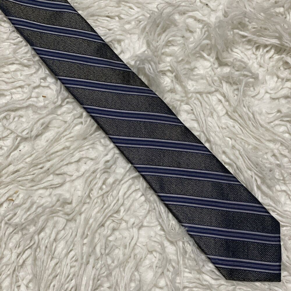 Joseph Abboud Tie Men’s Blue Silk Orange Striped Modern 3in Professional Necktie